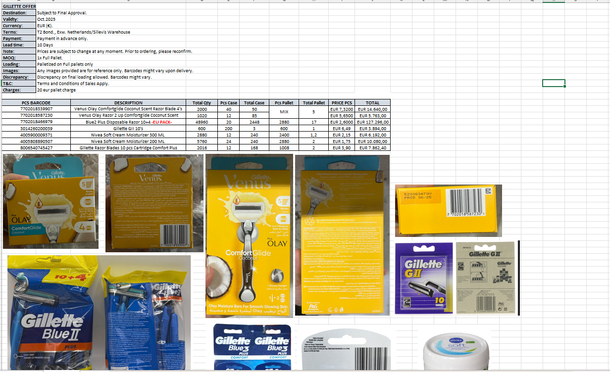 GILLETTE RAZOR BLADES 10 PCS CARTRIDGE COMFORT PLUS - Wholesale FMCG Product - BREX Trading