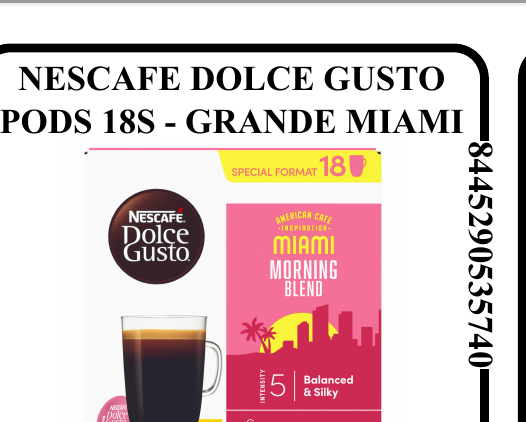 NESCAFE DOLCE GUSTO PODS 18S - GRANDE MIAMI - Wholesale FMCG Product - BREX Trading