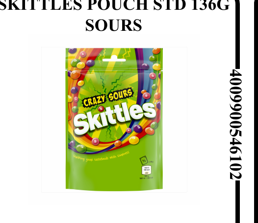 SKITTLES POUCH STD 136G SOURS - Wholesale FMCG Product - BREX Trading