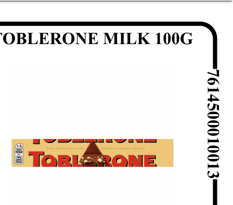 TOBLERONE MILK 100G - Wholesale FMCG Product - BREX Trading